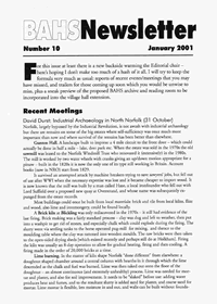 BAHS Newsletter No 10 - January 2001