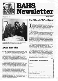 BAHS Newsletter No 15 - July 2003