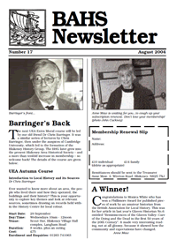 BAHS Newsletter No 17 - August 2004