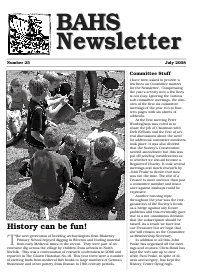 BAHS Newsletter No 25 - July 2008