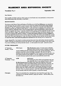 BAHS Newsletter No 3 - September 1998